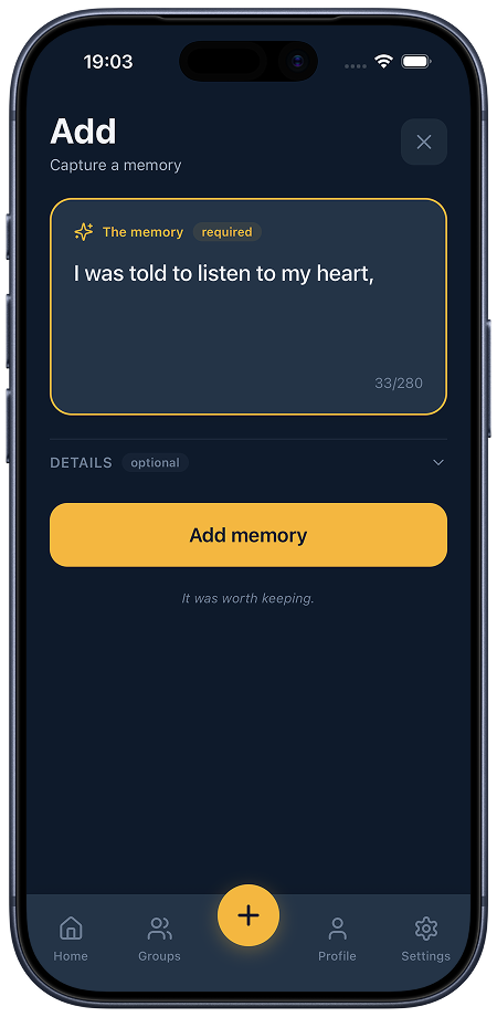 Add a memory screen